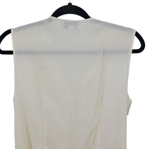 Vtg Ivory Lace Vest Sz M Button Front Sheer Tie Back Soft Girl Granny Cottage - Picture 7 of 10